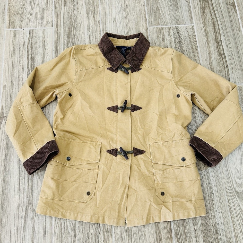 Vintage Denim & Co Women's Medium Barn Chore Coat Flannel Lined Toggle Button